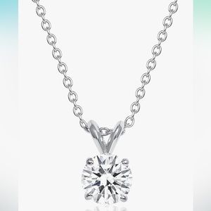 2 Carat Round Moissanite Solitaire Pendant Necklace in 14k Gold